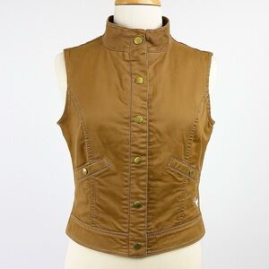Baby Phat Y2K Vest Women's Medium Full Zip Brown Cotton Twill Pockets Vintage